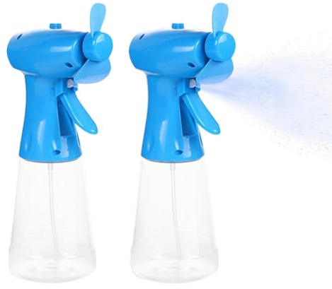2 Stück Handventilator mit Sprühflasche, Wassersprühnebel Ventilator Tragbar mit 350ml Flasche, Tragbarer Nebelventilator Kühlventilator, Hand Ventilator mit Wasserkühlung für Reisen, Camping, Strand