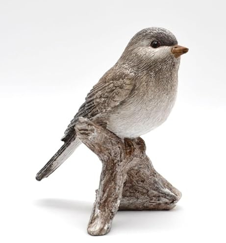 Vogel auf Ast braun-grau mit Glitzereffekt ca. 15,0 x 12,0 x 9 cm H/T/B