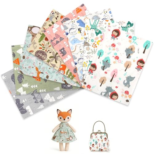 Baumwollstoff Patchwork Stoffe, 8 Stück 50cm x 40cm DIY Baumwoll Cartoons Zum Nähen Baumwolle Gedruckt Craft Stoffe, Patchwork für Craft Sewing Handmade DIY