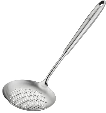 Stanley Rogers Monobloc Stainless Steel Skimmer, Satin Finish, 37x11cm | Kitchen Utensil with Wide Perforated Head, Hanging Loop & Dishwasher Safe, Cooking Gadget for Lifting & Draining