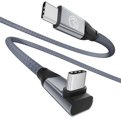 Cavo USB C a USB C Corto 50CM, 90 Gradi Cavo USBC 3.2 Gen 2x2 20Gbps Dati | PD 3.1 240W 5A, Video 5K/4K@60Hz, Tipo C a C Ricarica Rapida per iPhone 17 16, MacBook, Galaxy S25 S26, Pixel 10, SSD