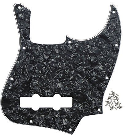 FLEOR 10-Loch JB Bass Pickguard 4Ply Scratch Plate ohne Truss Rod Notch für Standard 4-Saiter Modell JB Bassgitarre, Schwarze Perle
