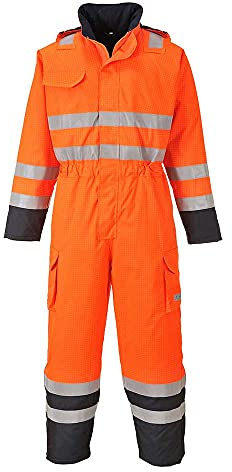 Portwest S775 Bizflame Rain FR Overall Reißverschluss Am Knöchel Baumwolle | Orange/Marine, 3XL, EN ISO 20471 Klasse 3, EN 1149-5, EN 13034, Reflektierend Antistatisch, Atmungsaktiv, Flammhemmend