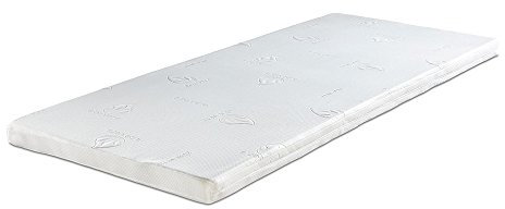 ELONEO Spar-Set Matratzen Topper (7cm) + Nackenstützkissen, Visko Topper, Schlafkissen u. Matratzenauflage, Memory Schaum, inkl. Aloe Vera Bezug (Visko-Mineralschaum, 90x200 cm)