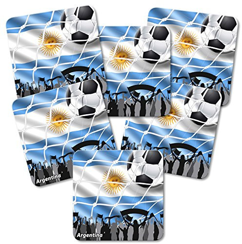 ADDIES 6 Dessous de pièces Coupe du Monde Argentine avec Dos en liège – présentée dans Un Coffret Cadeau klarsicht, Football