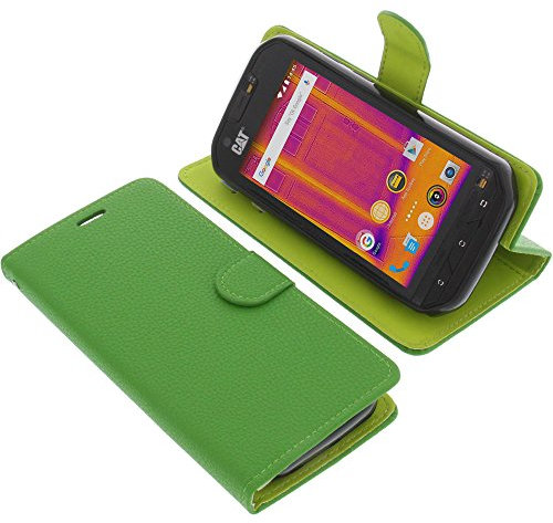 foto-kontor Tasche kompatibel mit CAT S60 Book Style grün Schutz Hülle Buch