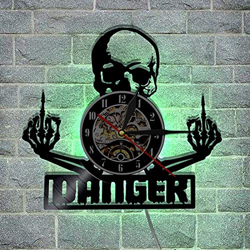 YUN Clock Wanduhr Aus Vinyl Schallplattenuhr Upcycling LED Familien Dekoration 3D Design-Uhr Wohnzimmer Schlafzimmer Restaurant Wand-Deko Schwarz : 30cm (L)