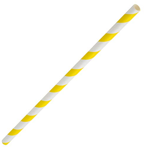 Utopia Yellow & White Paper Straws 8inch - Case of 6000 - Eco-Friendly Paper Straws, Paper Drinking Straws