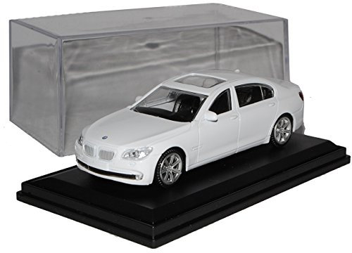 B-M-W 7er 750 Li F02 Limousine Langversion Weiss Ab 2008 mit Sockel und Vitrine 1/43 Modellcarsonline Modell Auto