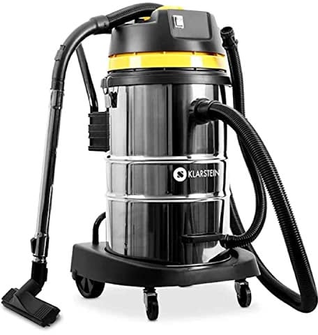 Klarstein IVC-5 - Aspiratore Industriale, Ideale per Secco/Umido, Efficienza 2W, Filtro HEPA, Serbatoio 5L, Sistema Soffietto, Base in Plastica, Nero-Giallo