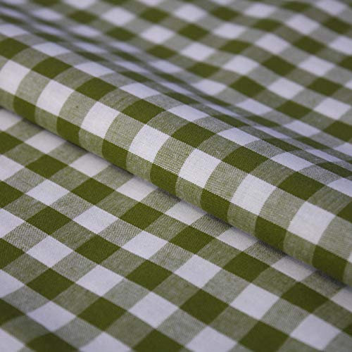 Stoff Meterware Karo 1x1 cm Baumwolle - Baumwollstoff, Züchen, Gingham, Bauernkaro, Kariert, Karomuster, Landhaus, Deko, Nähen, Basteln (Farngrün)