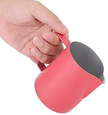 Taza de espuma de leche de acero inoxidable rosa roja de 600 ml Jarra Jarra Latte Art para uso en cafetería en casa(2#)