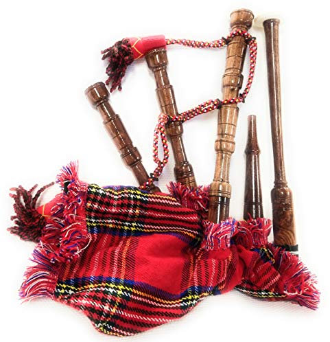 Mini gaita de palisandro irlandés Royal Stewart cubierta y cable de iniciación jugable para principiantes bebés niños junior juguete perfecto regalo set viene con 2 cañas gratis