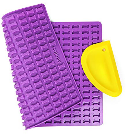 Collory Mini Knochen (2cm) Silikon Backform und Teigschaber Set, Backmatte für Hundekekse und Leckerlis DIY, Pralinenform, Antihaftend und Lebensmittelecht (BPA-Frei)
