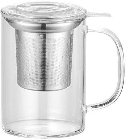 Enindel Glass Tea Mug with Infuser and Lid, Tea Cup, Clear, 20 OZ, GM005