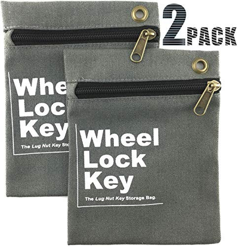 TripleGuard Wheel Lock Key and Lug Nut Storage Bag - Safely Organize Your Wheel Locks and Lug Nuts in One Place (2 Pack)