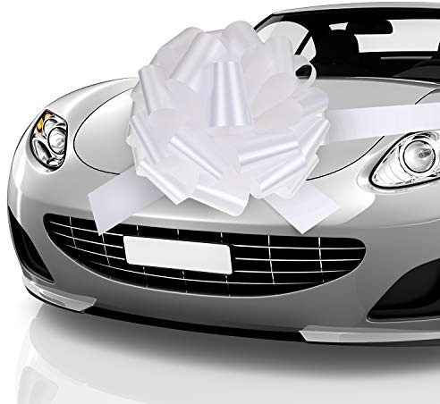 Auto Bow Bogen Schleife Auto Geschenk Verpackungsbogen mit 20 ft Auto Band für Auto Dekor Hochzeit New Houses Party Feier (Weiß, 20 Zoll)