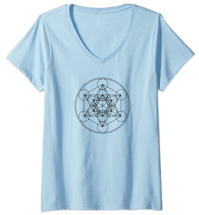 Damen Metatrons Würfel Heilige Geometrie Spirituelles Symbol Yoga T-Shirt mit V-Ausschnitt