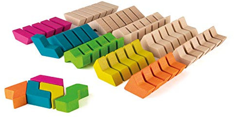 Erzi 42094 Bausteine GeoBlox MaxiMix aus Holz zum kreativen Bauen und konstruieren