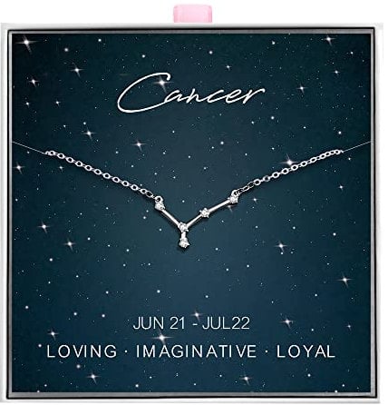 ALoveSoul 925 Sterling Silver Constellation Horoscope Zodiac Cancer Necklace, Gift for Women Girls