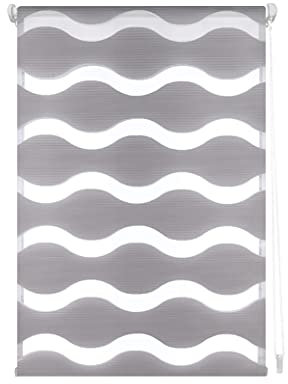Blindecor - Luna doppelrollo klemmfix ohne bohren - duo rollo klemmfix Silber - 130 x 150 cm (Breite x Länge) Stoffgröße 127 x 145 cm