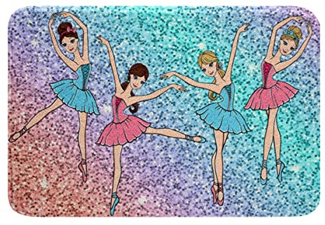 Loussiesd Ballett Badematte 40x60cm Schick Galaxis Ballett Tanz Badteppiche Glitzer Tänzer für Wanne Dusche Kinder Verträumt Indoor Eingang Badvorleger Badezimmerteppich Badezimmer Schlafzimmer Dekor