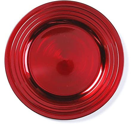 Inge-glas Dekoplatte 33cm rund Rillen rot | Deko-Tablett aus Kunststoff | Schale für Deko Weihnachten Adventskranz (rot)