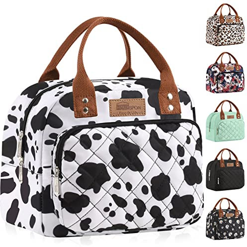HOMESPON Isolierte Lunchtasche für Frauen Männer Arbeit Erwachsene Kühltasche Lunchbox Behälter (Kuh-Druck)