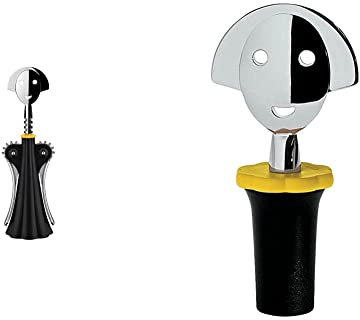 Alessi Anna G. Cavatappi, Nero, 7 cm & A di AAM06 B Anna Stop 2 tappo in EVA, nero e zama cromata.