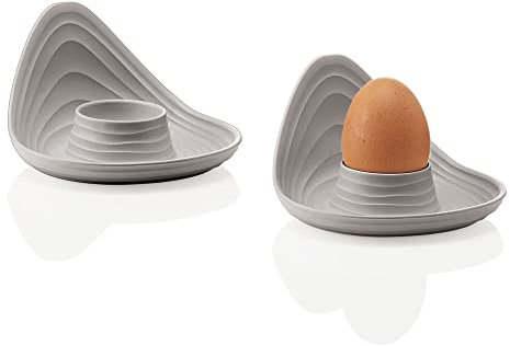 Guzzini - Tierra, Set de 2 coquetiers en Plastique recyclé - Gris Colombe, 12,3x12xh7,3 cm - 196300158