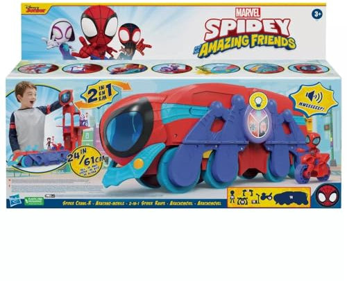 Marvel Spidey and His Amazing Friends Spider Crawl-R 2-in-1 Deluxe Headquarters Playset, Preschool Toy for Age 3 and Up