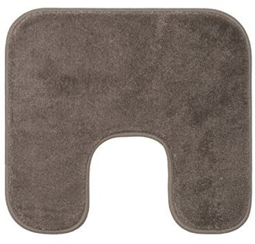 Gözze - Premium Rutschfester Badteppich mit Ausschnitt, RIO, 100% Microfaser, Ideal als WC-Vorlage für Standtoilette, 50 x 45 cm - Taupe
