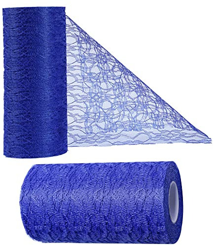 OSVINO Tischläufer Spitze Blau 15cm x 25m Hochzeitsdeko Retro Tischband Spitze Tisch Deko Tischdeko, Dekorieren für Taufe Partys Hochzeit Weihnachten Kommunion Jubiläum, Handwerk Verpackung Material