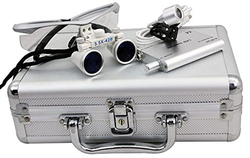 3.5x420mm Zahnarzt Lupenbrille Kopflupe LED Headlampe Dental Loupes