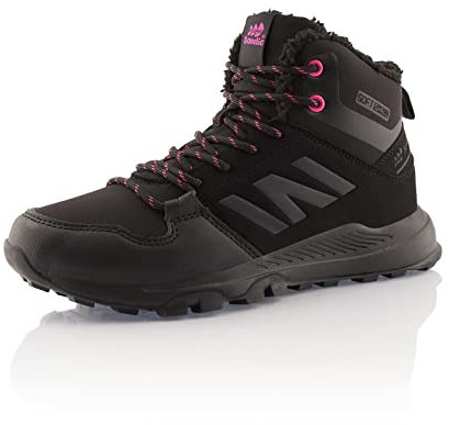 Fusskleidung® Damen Herren Wanderschuhe warm gefütterte Winterstiefel Softshell Schwarz Pink EU 36