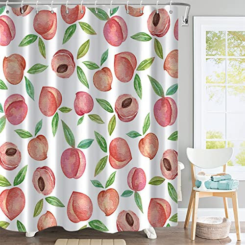 MIRRORANG Rideau de douche rose pêche, rideau de douche frais d'été avec crochets pour salle de bain, décoration d'intérieur, polyester imperméable, 180 x 180 cm