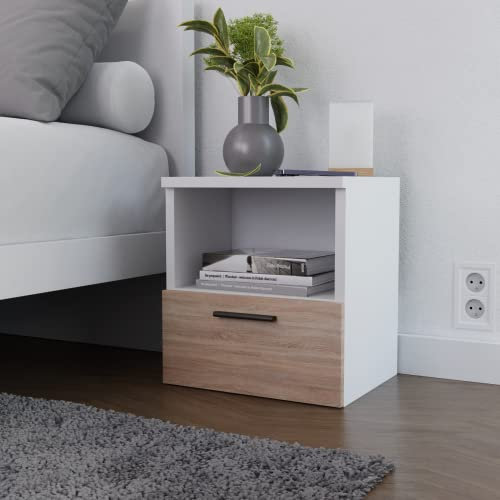Home Glow Nachttische, Nachttischschubladen, Nachttischschrank, 1 Schublade, Beistelltisch mit Ablagefach, Sonoma. Produktgröße B37 x H40 x T30 cm