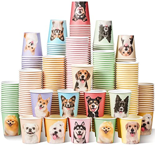 Irenare 500 Pcs 5 oz Paper Cups Bulk Dog Party Disposable Bathroom Cups Small Mouthwash Cup Puppy Disposable Paper Cups Hot Cold Beverage Drinking Cup for Travel Holiday Picnic Birthday Party Supplies