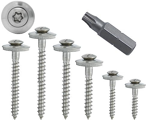 Stahlia Spenglerschrauben mit Dichtscheibe 4,5x80mm Torx Blechschrauben (100 Stück) Edelstahlschrauben Trapezblechschrauben DIN 9171 inkl. Bit TX20