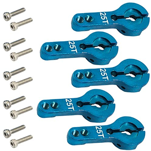 AZDelivery 5 x Aluminium 25T Servoarm Horn für HD Servo MG995 MG996R MG946 RED | RC Servo Arm RC Zubehör für die meisten RC Modellautos | Metall Servo Horn Arm mit Ersatz-Schraube