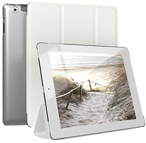 EAZY CASE - Coperchio di protezione per iPad 2/3 / 4 Smart Cover Tablet Smartcase per alzarsi in piedi, con funzione di stand Sleep Wake Up, in pelle sintetica, Bianco