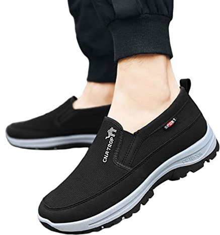 Odavom Zapatillas ortopédicas de viaje transpirables, ligeras, sin cordones, para hombre, zapatillas ortopédicas para caminar de estilo vintage para mayor amortiguación y alivio del pie