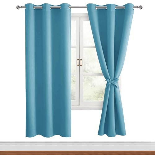 Hiasan Verdunklungsvorhänge Gardinen mit Ösen,Blau Grün Blickdicht Vorhänge,2 Stück,117 x 183 cm (Breite x Höhe),weiche Schiebevorhänge für Schlafzimmer,Wohnzimmer usw.