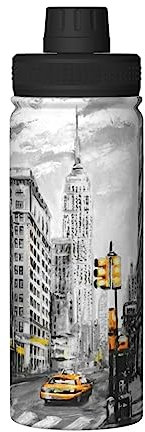 OHWODA Bouteille d'eau isotherme imprimée Love from New York, tasse de sport isotherme réutilisable et facile à transporter