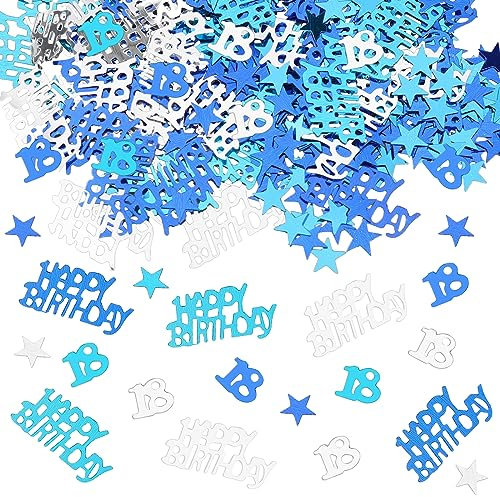 GoldRock Konfetti 18. Geburtstag Deko Blau - 500 Stück Tischdeko, Streudeko Happy Birthday Confetti für Junge Mädchen, 18 Jahre Feier