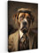MuchoWow© Impression sur Toile Decoration Murale Peinture 80x120 cm Tableaux Decoratifs Muraux Décoration Chambre Vintage - Chien - Chapeau - Costume - Banque - Marron