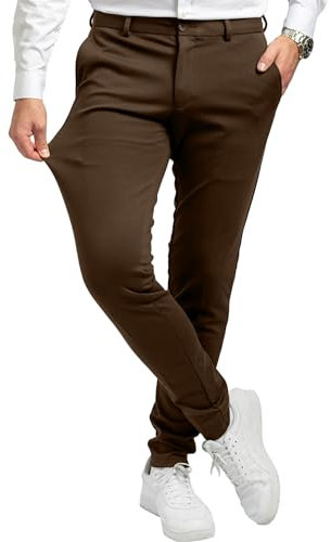 Performance Pants Herren Dunkelbraun (Größe 29W/34L) - Stilvolle Herren Hosen Stretch - Chino Hose Stretch - Stilvolle Anzughose - Modische Praktische Männer Hosen für Business & Freizeit