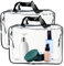 2 Stück Kulturbeutel Transparenter, PVC Transparente Toilettentasche TSA-geprüft Kosmetiktasche Durchsichtig Flugzeug Kulturtasche, Wasserdicht Make Up Tasche zum Transport für Damen Herren Familie