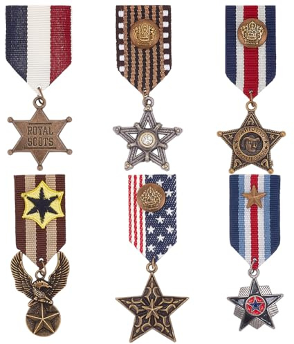 WEBEEDY 6 Pcs Insigne de Médailles et Broche Gothique Étoile Pendentif Héros Militaire Accessoires Costume