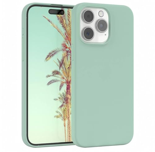 EAZY CASE Premium Silikon Handyhülle kompatibel mit iPhone 15 Pro Max Slimcover mit Kameraschutz und Innenfutter, Silikonhülle, Schutzhülle, Bumper, Handy Case, Hülle, Softcase, Mint Grün